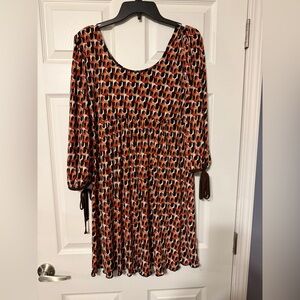 New Directions Red and Black Geometric Dress